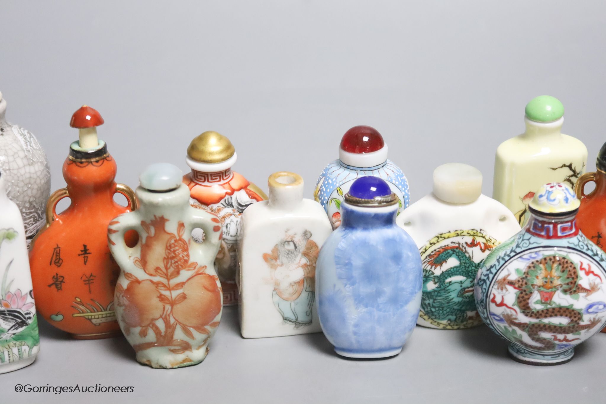 A collection of eighteen Chinese porcelain snuff bottles